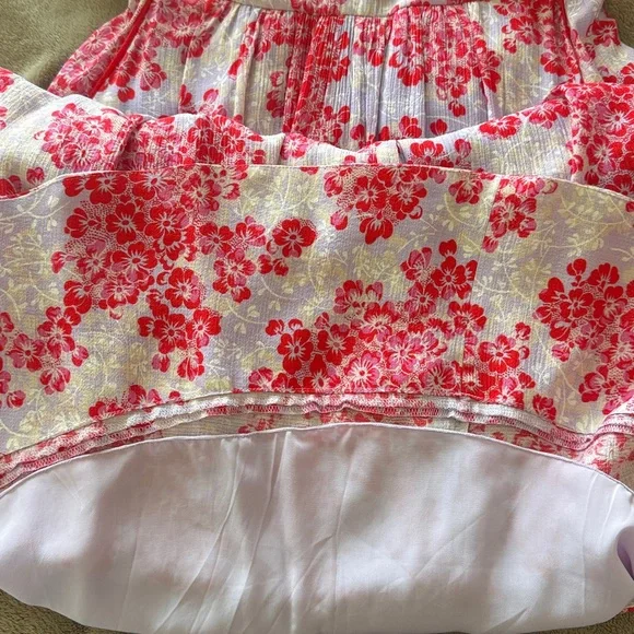 ME+EM 2 Layered Violets Print Midi Dress EUC Belt Lined Floral Fit Flare - Picture 15 of 16